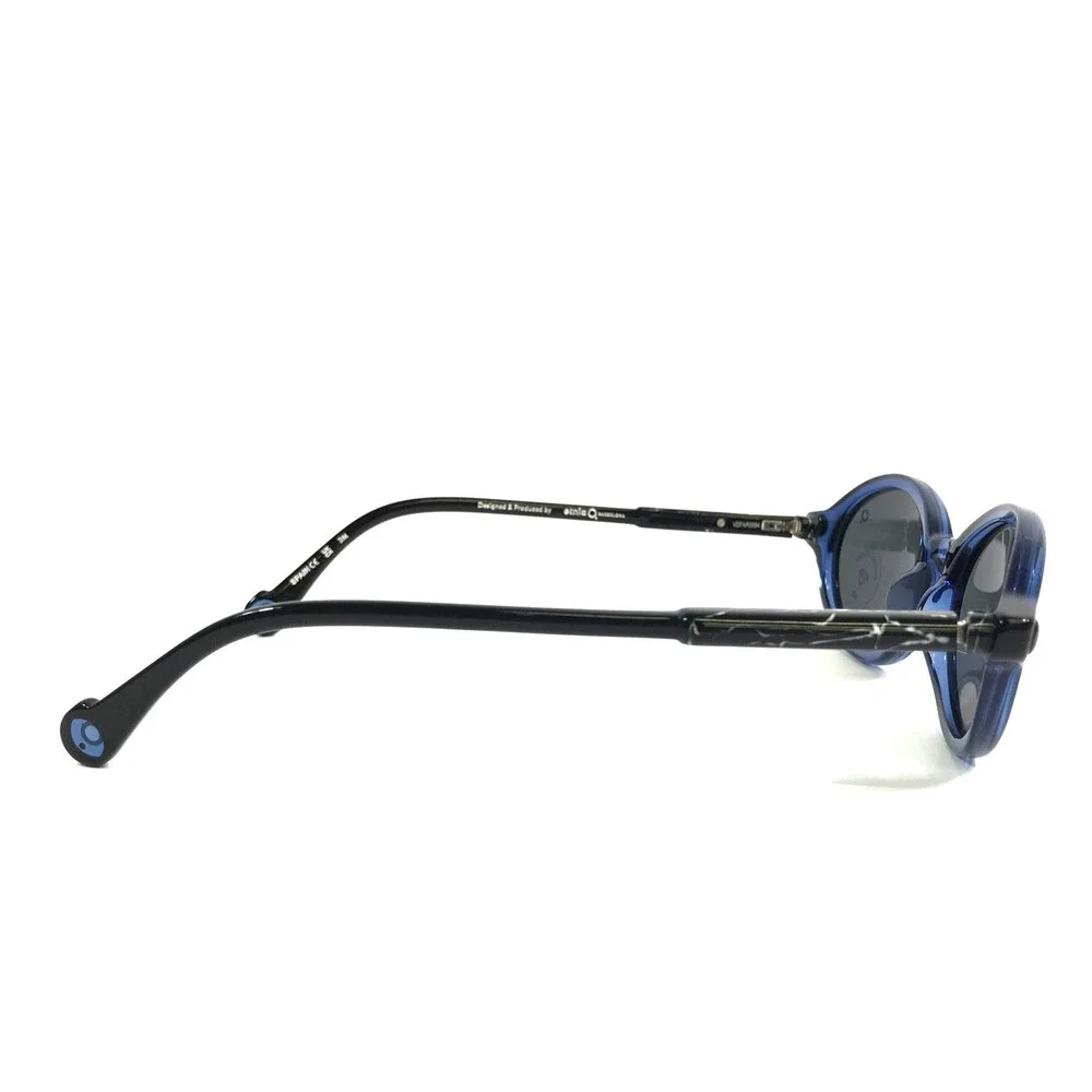 Etnia Barcelona Sunglasses DELOS BL Shiny Blue Oval Frames with Dark Gray Lenses